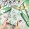 Reversible Green Christmas Wrapping Paper - Mini Roll - 17 Inch x 33 Feet - Watercolor Green Christmas Tree Wrapping Paper with Metallic Foil Shine for Holiday, Party, Celebration